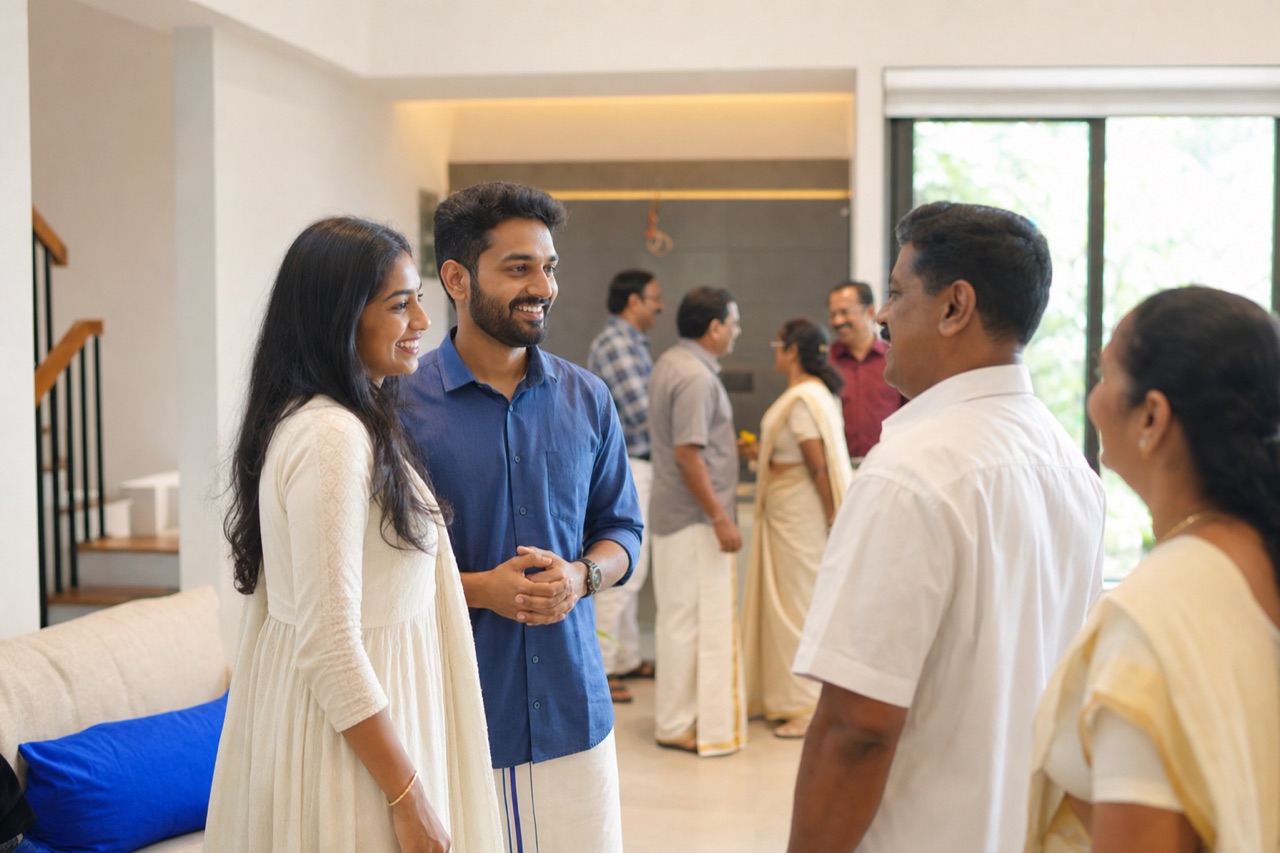 Family and friends gathering at a housewarming