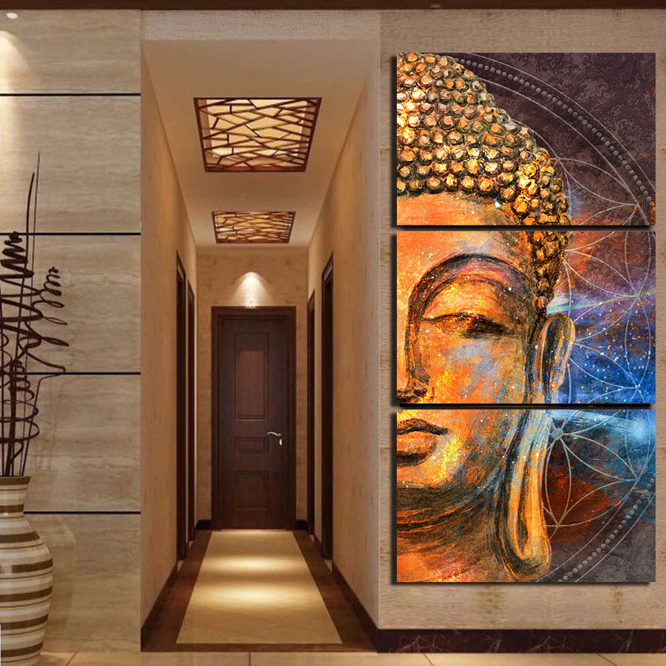 Modern Buddha Wall Decorating Ideas, Entryway Buddha Stratue Home Foyer  Interior